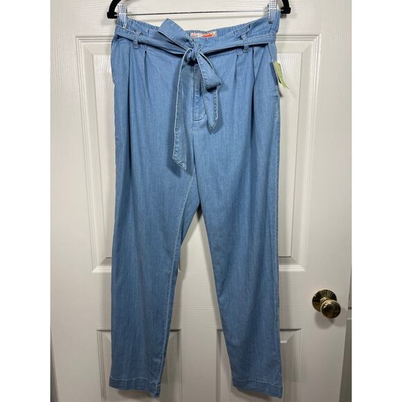 New Anthropologie Cartonnier Chambray Paperbag Trousers with Tie Waist Small - Picture 2 of 13